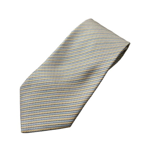 Brioni Mens Blue Gold Diagonal Stripe Silk Classic Mens Tie